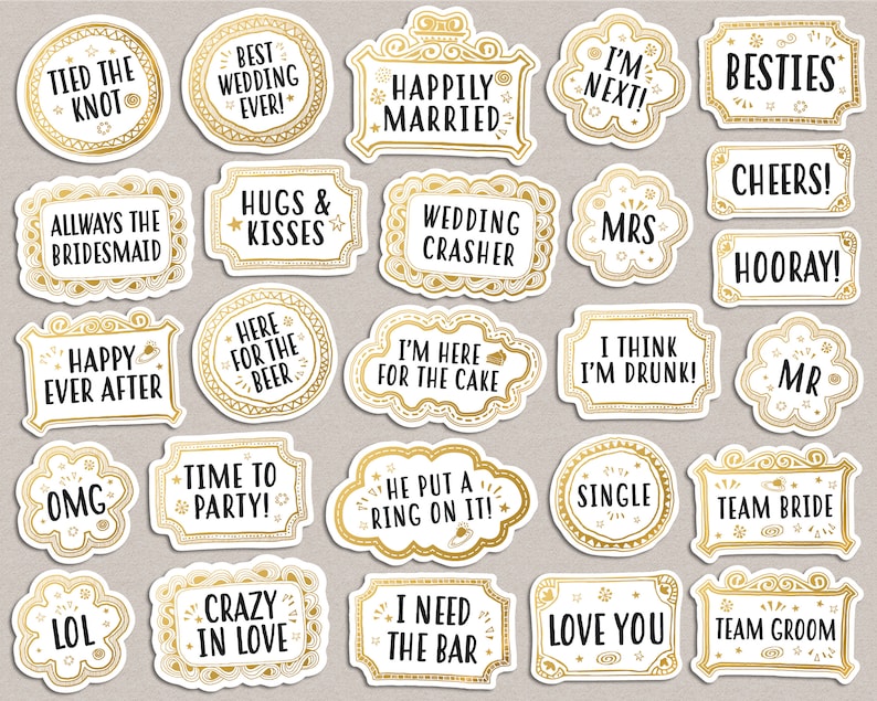Wedding Photo Booth Props Printable Wedding Signs 26 Party | Etsy