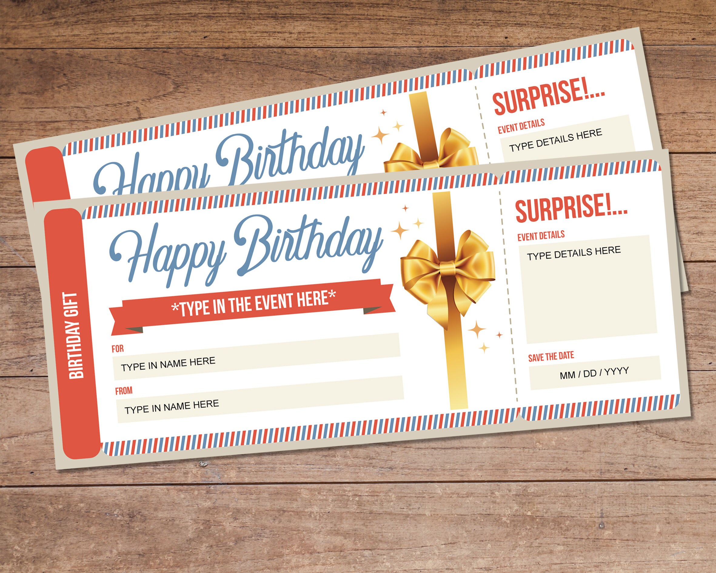 Regalo de entrada sorpresa de cumpleaños Entrada para un | Etsy