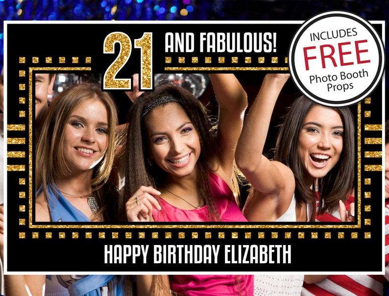 Digital Download 21st Birthday Photo Booth Frame and Props Etsy