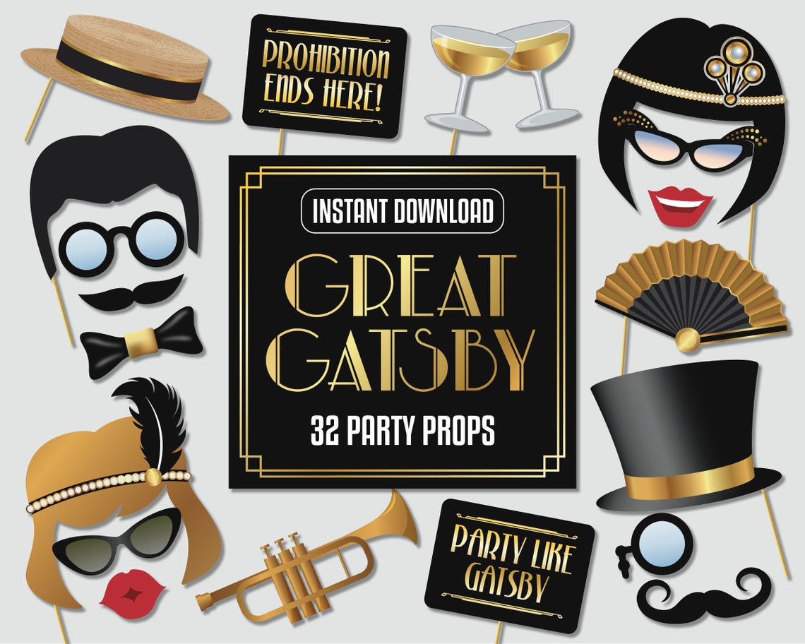 Gatsby Photo Booth Props - Great Gatsby Party - Roaring 20s Props ...