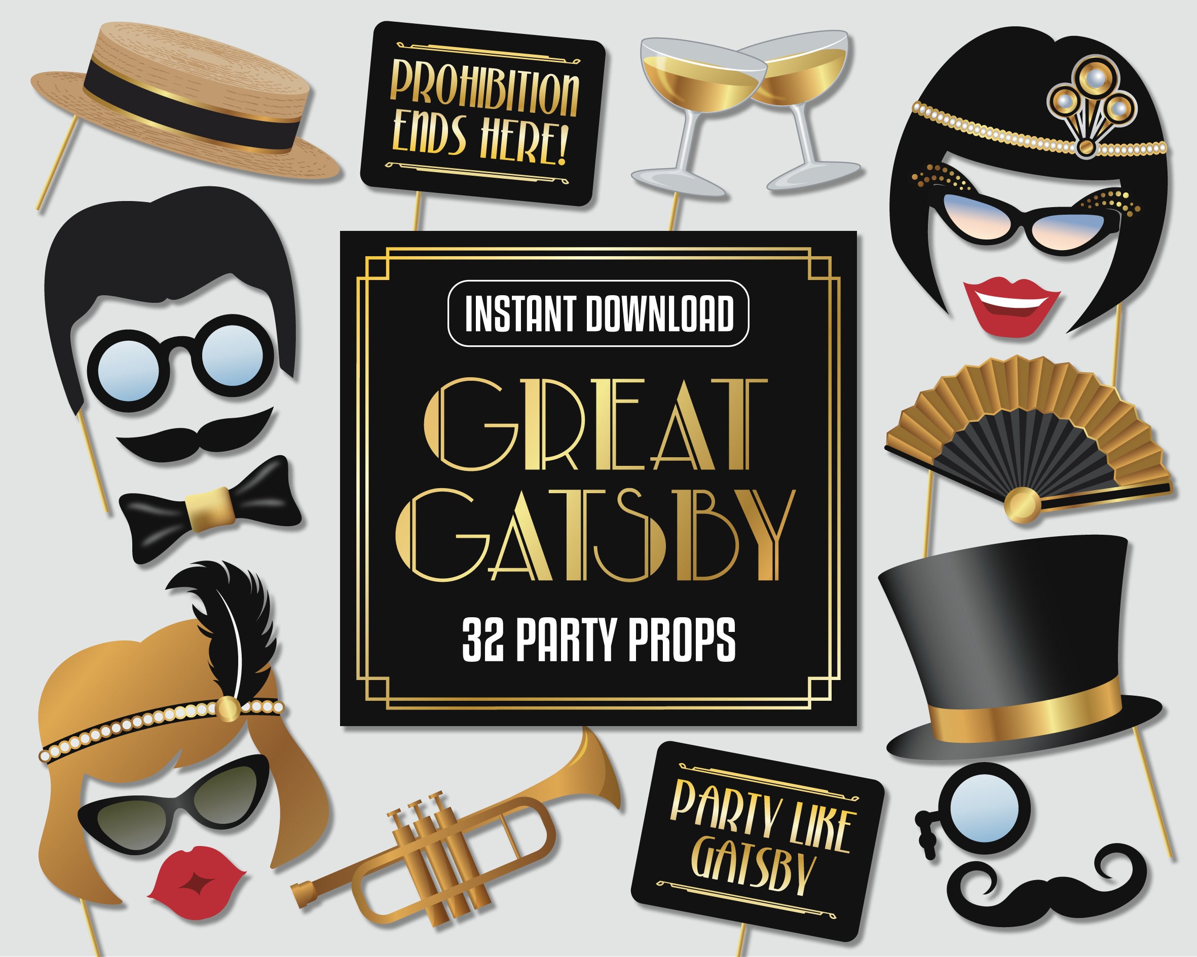 Super accessoires Gatsby pour femmes, accessoires à clapet noir