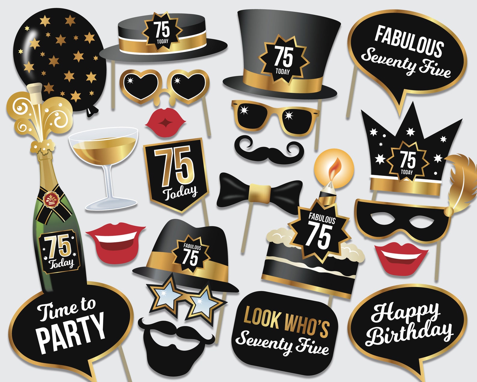 75th Birthday Party Props Seventy Fifth Birthday 75 Today Etsy