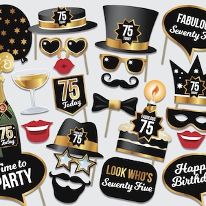 75th Birthday Party Props - Seventy Fifth Birthday - 75 Today - Photo booth - 23 Cut Outs - Printable - Instant Digital Download. No.6 of 66
