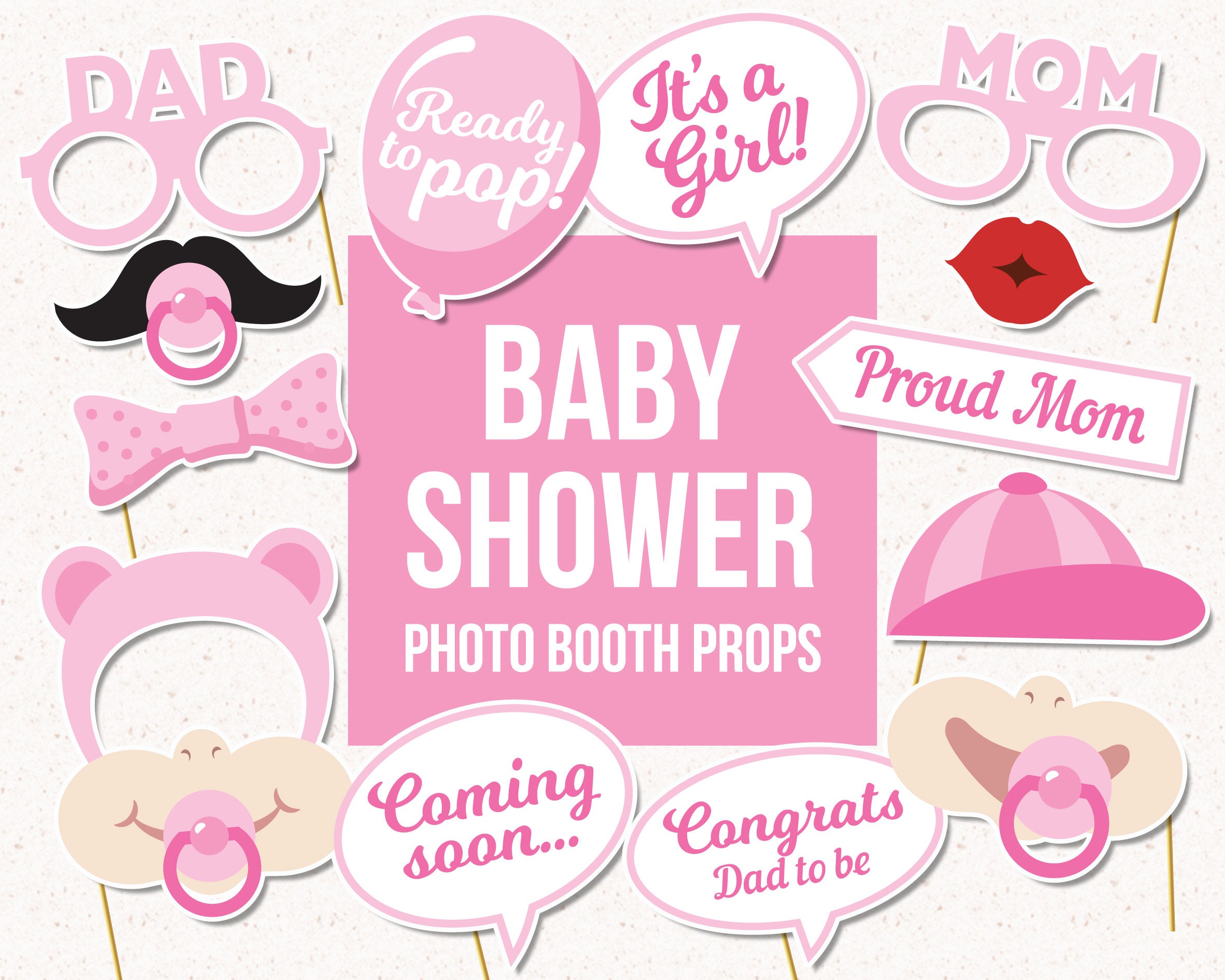 Baby Shower Girl Photo Booth Props Its a Girl Baby Shower Etsy