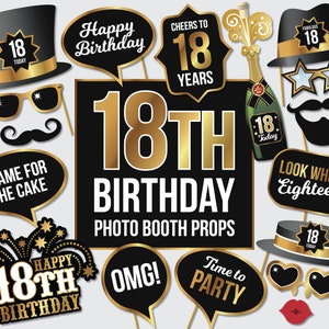 Birthday Party Props - Eighteenth, 18th Birthday - 18 Today - Photo booth - 23 Cut Outs - Printable - Instant Digital Download - 41 of 66