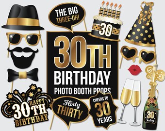 Birthday Photo Booth Props - 30 Today - Party Props - Printable PDF - Thirtieth Birthday Party - Instant Digital Download - 65 of 66