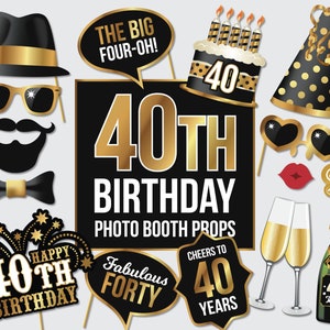 40th Birthday Photo Booth Props - 40 Today - Party Props - Printable ...