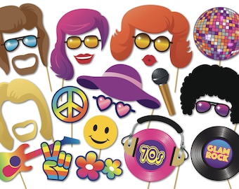 70s Disco Party Photo Booth Props -  1970s Glam Rock Theme Party Props - Printable Props - PDF - Instant Digital Download No. 21 of 66
