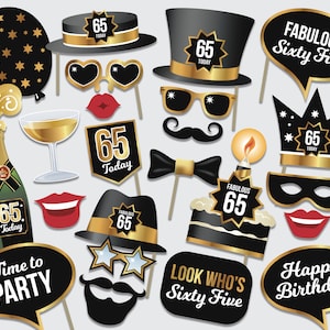 65th Birthday Photo Booth Props - 65 Today - Party Props - Sixty Fifth Birthday Party -  Printable PDF - Instant Digital Download - 38 of 66