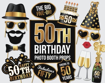 Birthday Photo Booth Props, 50th Birthday Party Props - Printable  - Fiftieth Birthday Party - 50th Birthday - Instant Download. 50 of 66