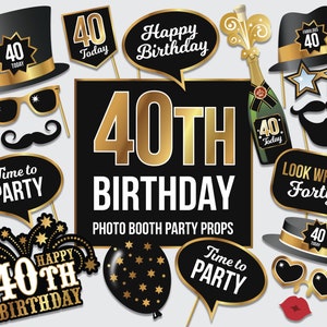 Accesorios para fotomatón de cumpleaños - Accesorios para fiesta de 40 años - PDF imprimible - Fiesta de 40 años - Descarga digital instantánea. 49 de 66