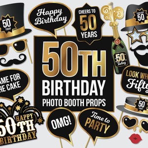 Birthday Photo Booth Props - 50th Today - Party Props - Printable PDF - Fiftieth Birthday Party - Instant Digital Download. No.19 of 66