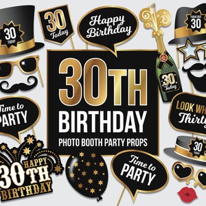 Birthday Photo Booth Props - 30th Birthday Party Props - Printable PDF ...