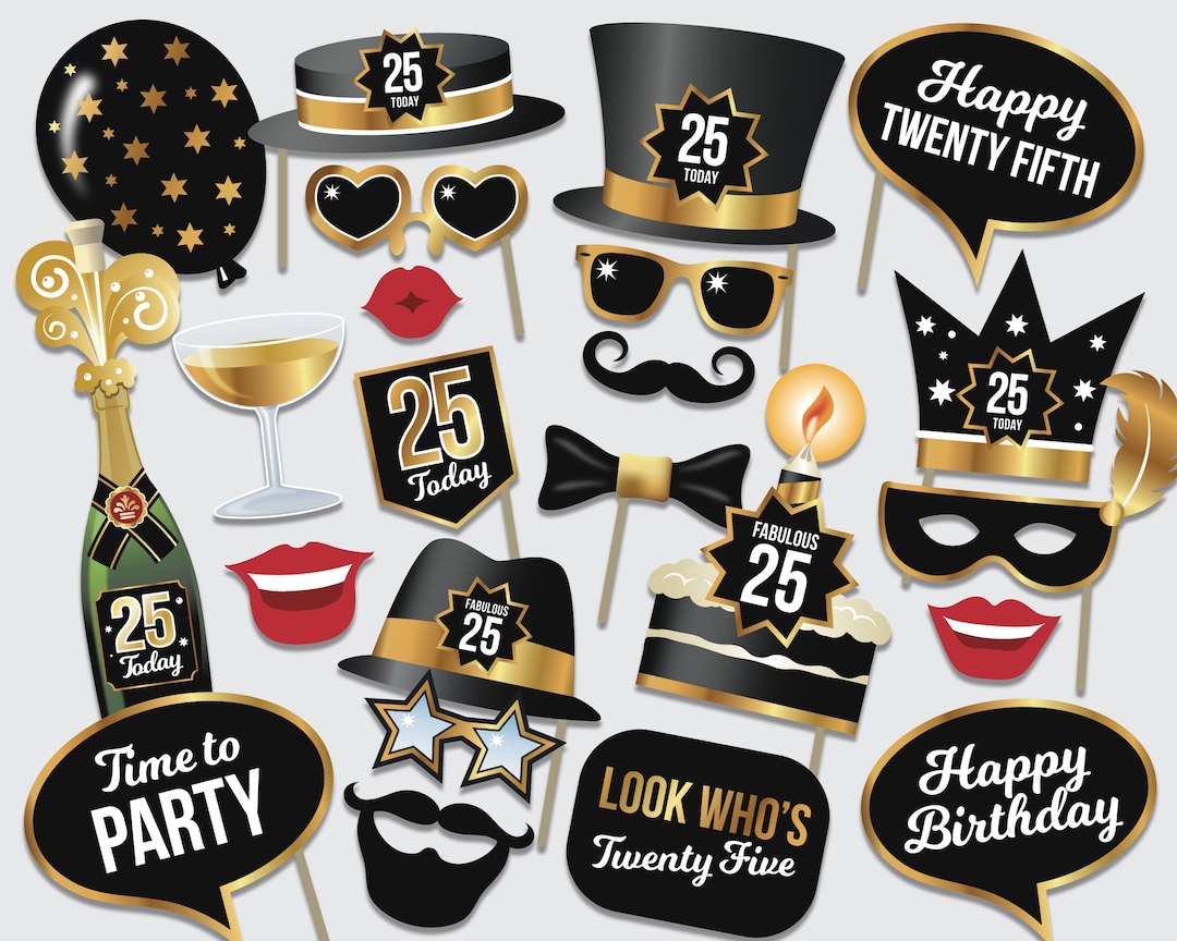 25th Birthday Party Props - Twenty Fifth Birthday Party - 25 Today ...