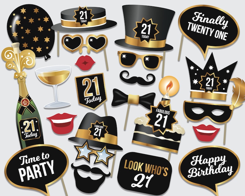 Birthday Photo Booth Props 21st Birthday Today Party Props Printable