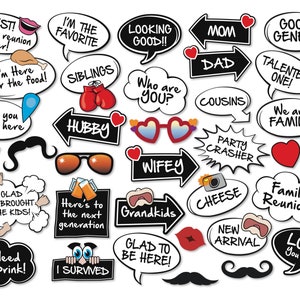 Family Reunion Photo Booth Party Props, 34 Family Gathering Party Props, Family Reunion Party, Christmas Instant Download Photo Props