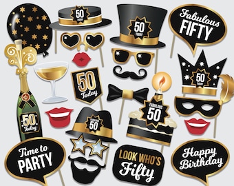 50th Birthday Party - 50 Party - Party Props - Photo Booth Cut Outs - Printable PDF - Fiftieth Birthday - Instant Download No.22 of 66
