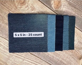 Denim Jean Fabric Squares Bundle 5 x 5 inches - Appliqué, Quilting, and Crafting