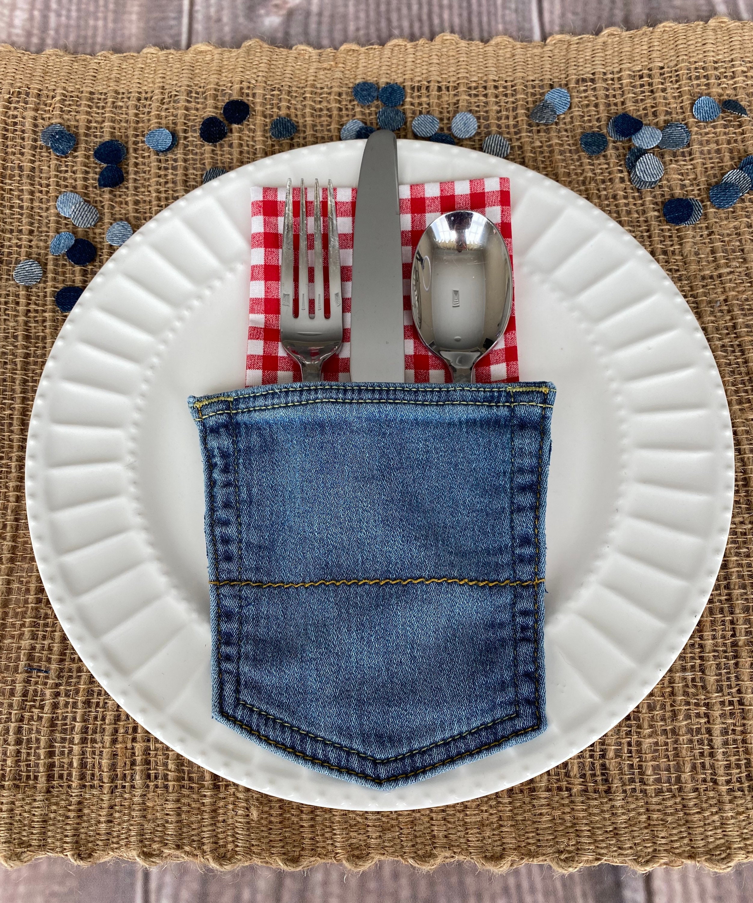Denim Jean Pocket Silverware Holders Jean Pocket Flatware Etsy