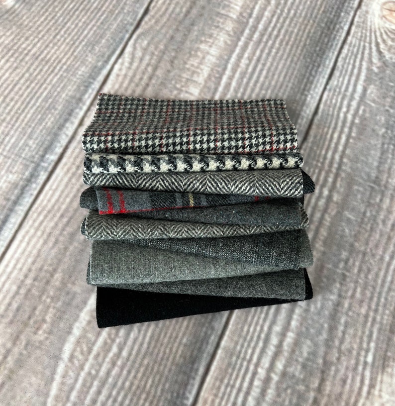 Felted Wool and Wool Felt Squares Bundle 6x6 Inches in Black Etsy