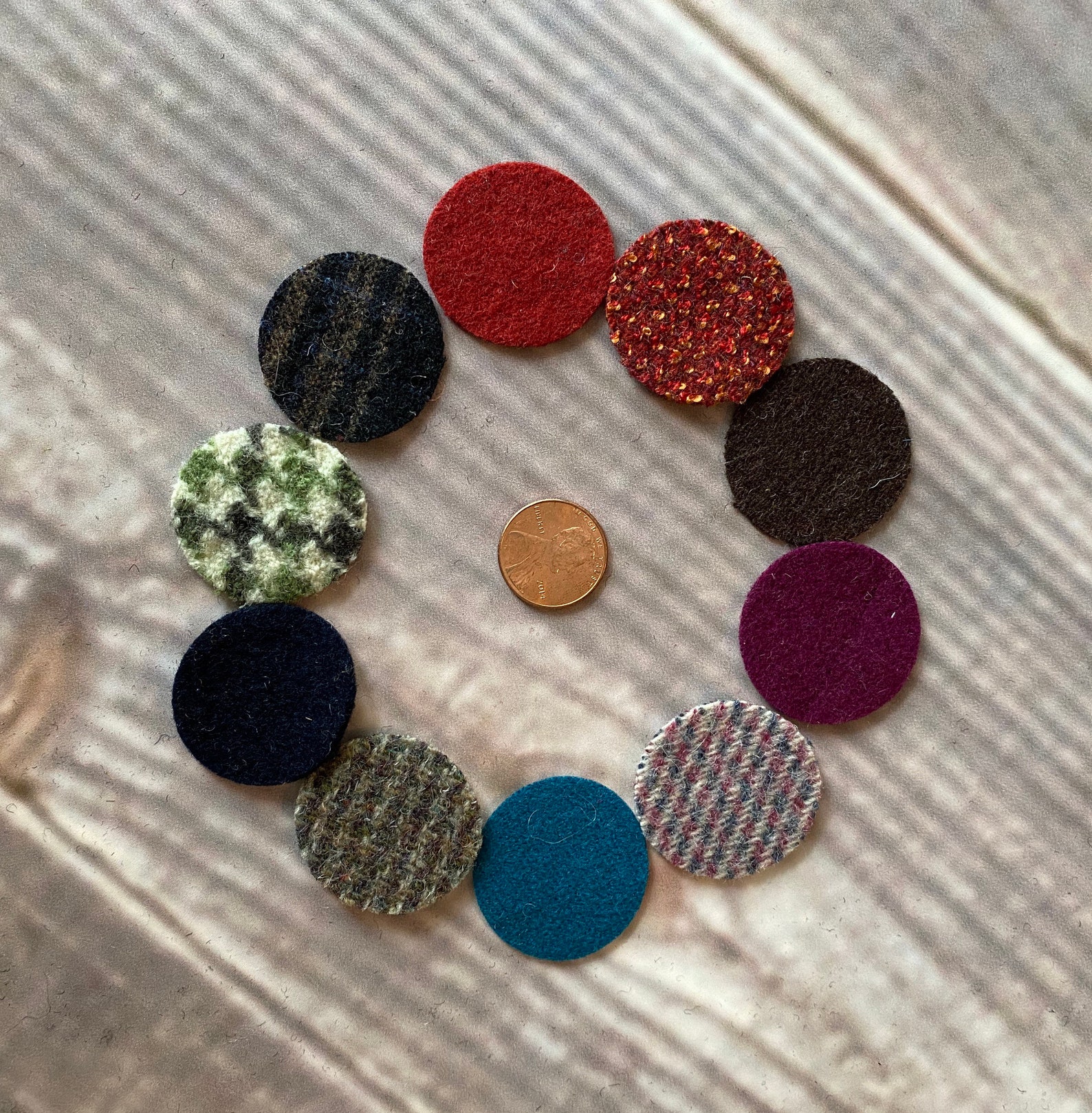 Wool Circle Pennies Precut Upcycled Felted Wool and Wool Etsy