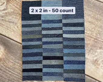 Denim Jean Stoffquadrate Bündel 5 x 5 cm - zum Applizieren, Quilten und Basteln