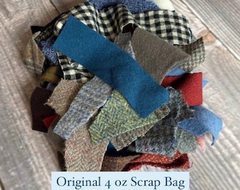 Felted Wool and Wool Felt Fabric Scrap Stash Bag