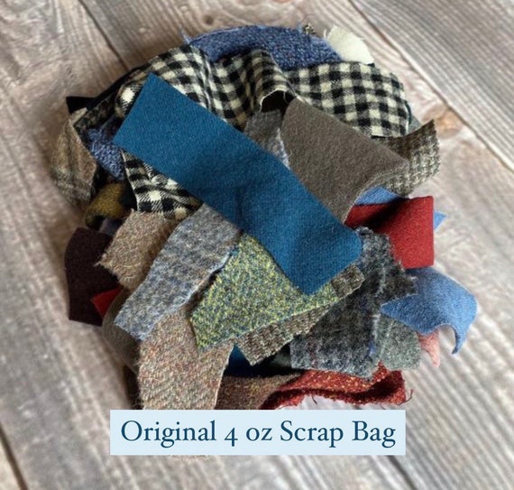 Felted Wool and Wool Felt Fabric Scrap Stash Bag