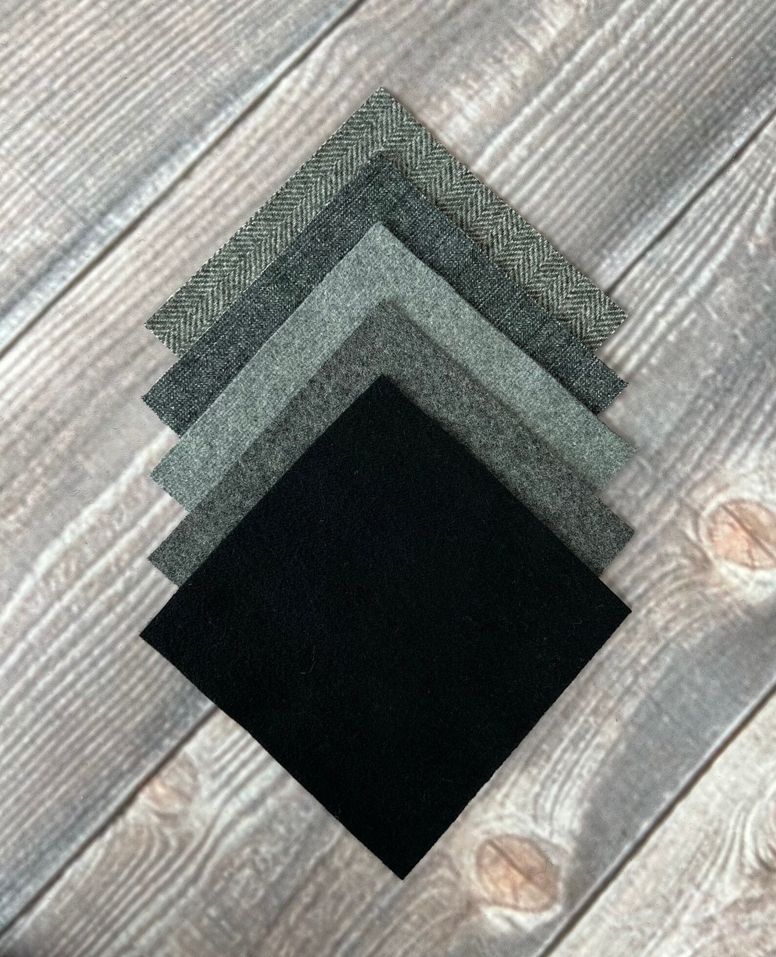 Felted Wool and Wool Felt Squares Bundle 6x6 Inches in Black Etsy