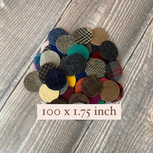 Wool Circle Pennies - Precut Upcycled Felted Wool and Wool Felt for Appliqué, Penny Rugs, Crafting, Stash Builder - 100 x 1.75 inch