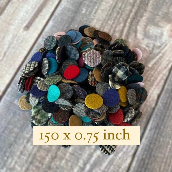 Wool Circle Pennies - Precut Upcycled Felted Wool and Wool Felt for Appliqué, Penny Rugs, Crafting, Stash Builder - 150 x 3/4 inch