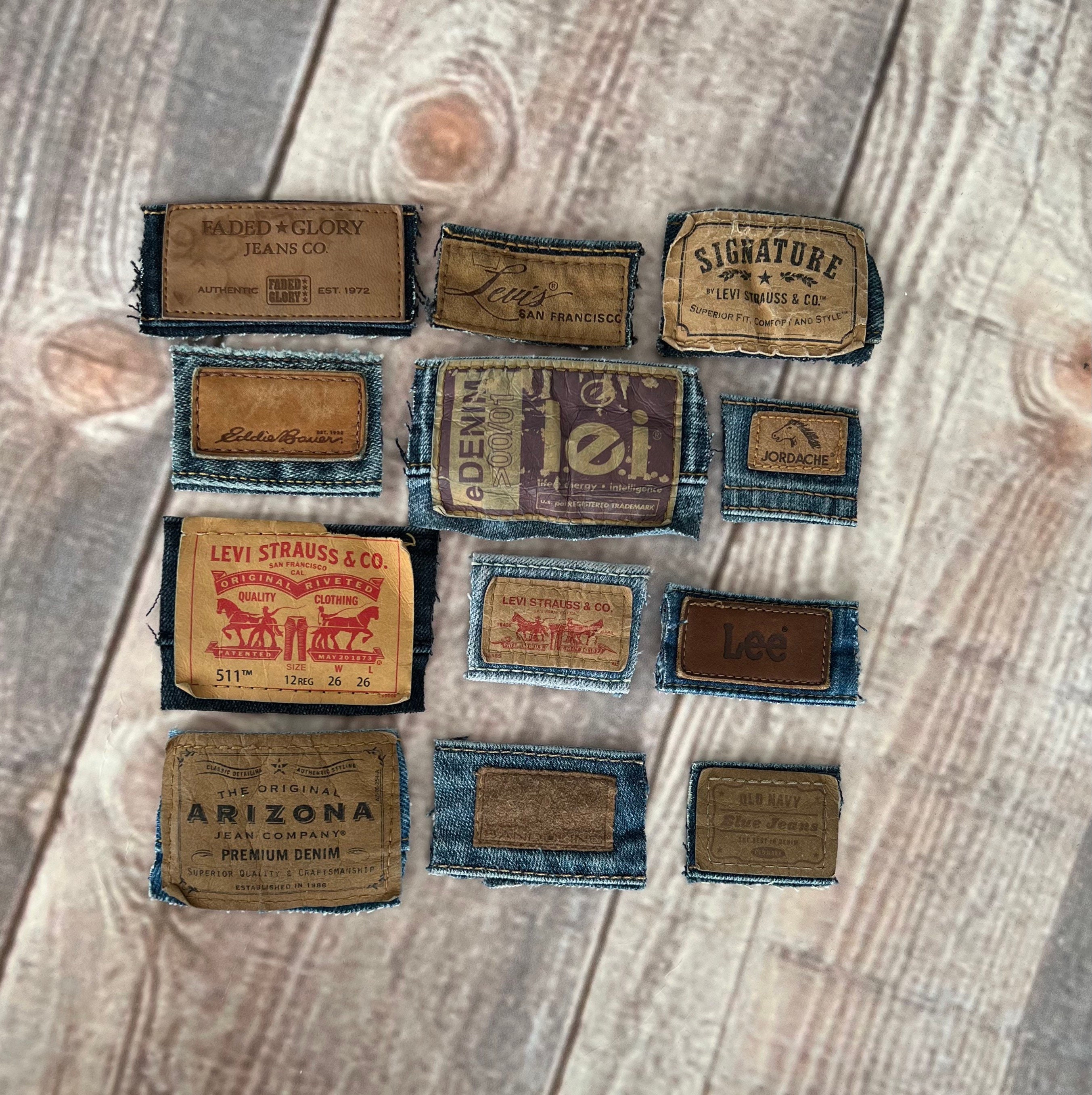 Upcycled Denim Jean Leather Label Tags - Jean Labels for Crafts and ...
