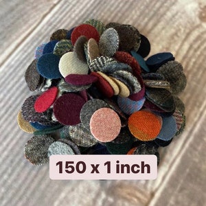 Wool Circle Pennies - Precut Upcycled Felted Wool and Wool Felt for Appliqué, Penny Rugs, Crafting, Stash Builder - 150 x 1 inch