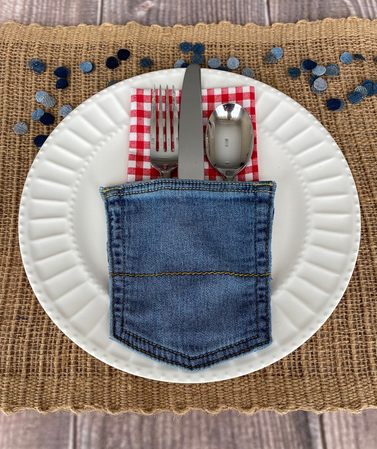 Denim Jean Pocket Silverware Holders Jean Pocket Flatware Etsy