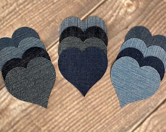 Denim Jeans Stoff Herzen - Quilten, Applikationen und Basteln