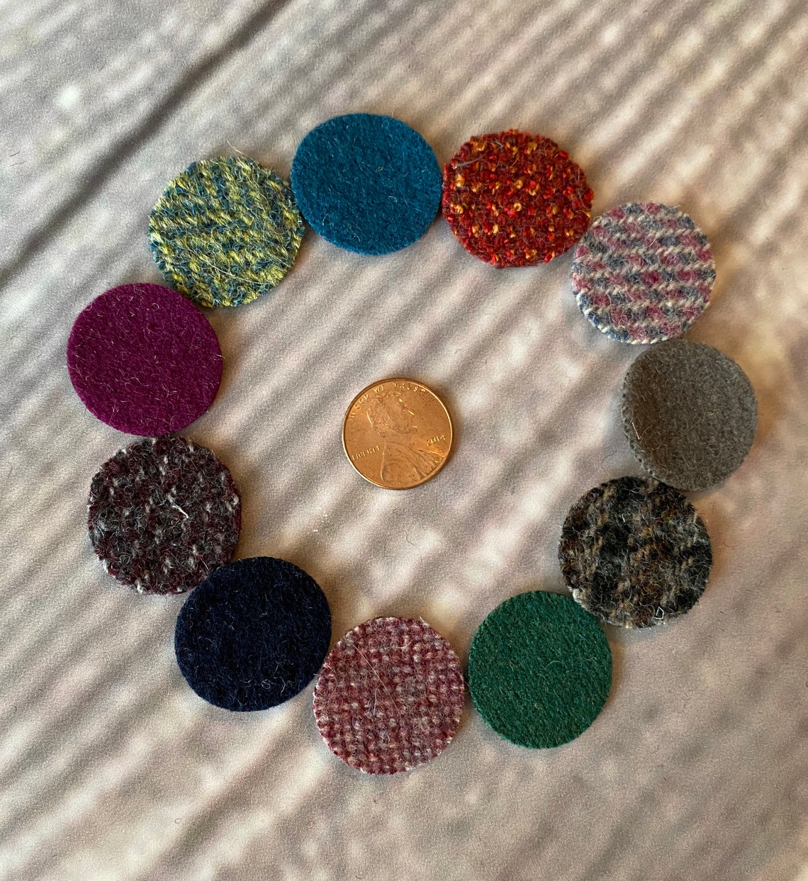 Wool Circle Pennies Precut Upcycled Felted Wool and Wool Etsy