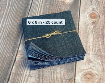 Denim Jean Fabric Squares Bundle 6 x 6 inches - Appliqué, Quilting, and Crafting