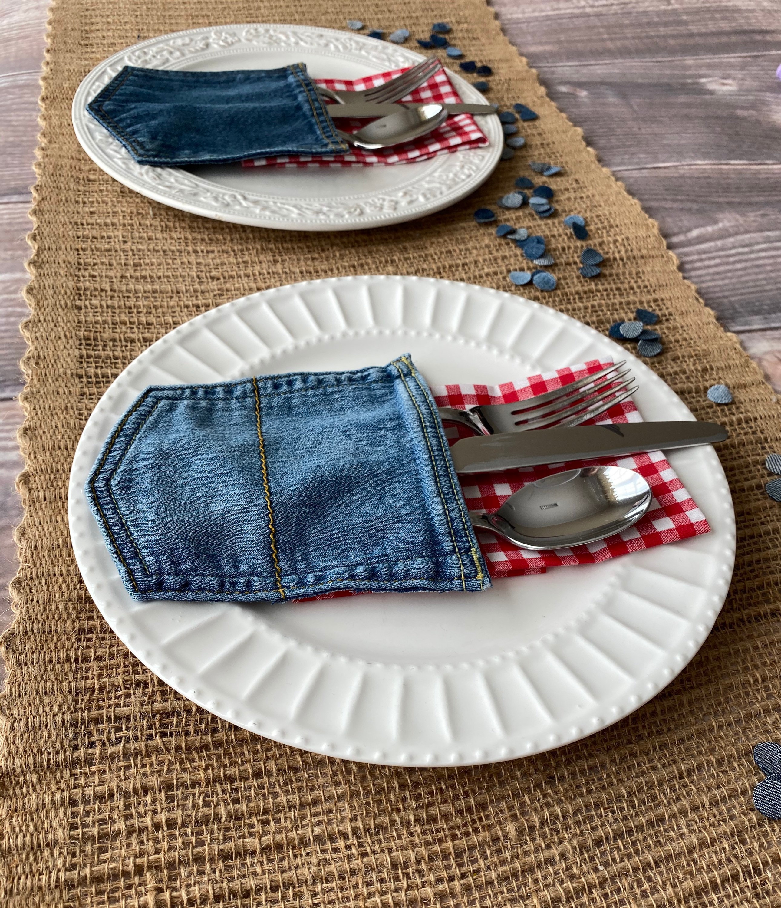 Denim Jean Pocket Silverware Holders Jean Pocket Flatware Etsy