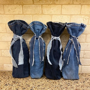 Denim Wine Bags - Party Favor, Hostess Gift, Wine Gift Bag