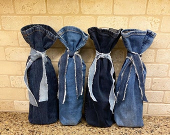 Denim Wein Taschen - Gastgeschenk, Hostessengeschenk, Weingeschenktasche
