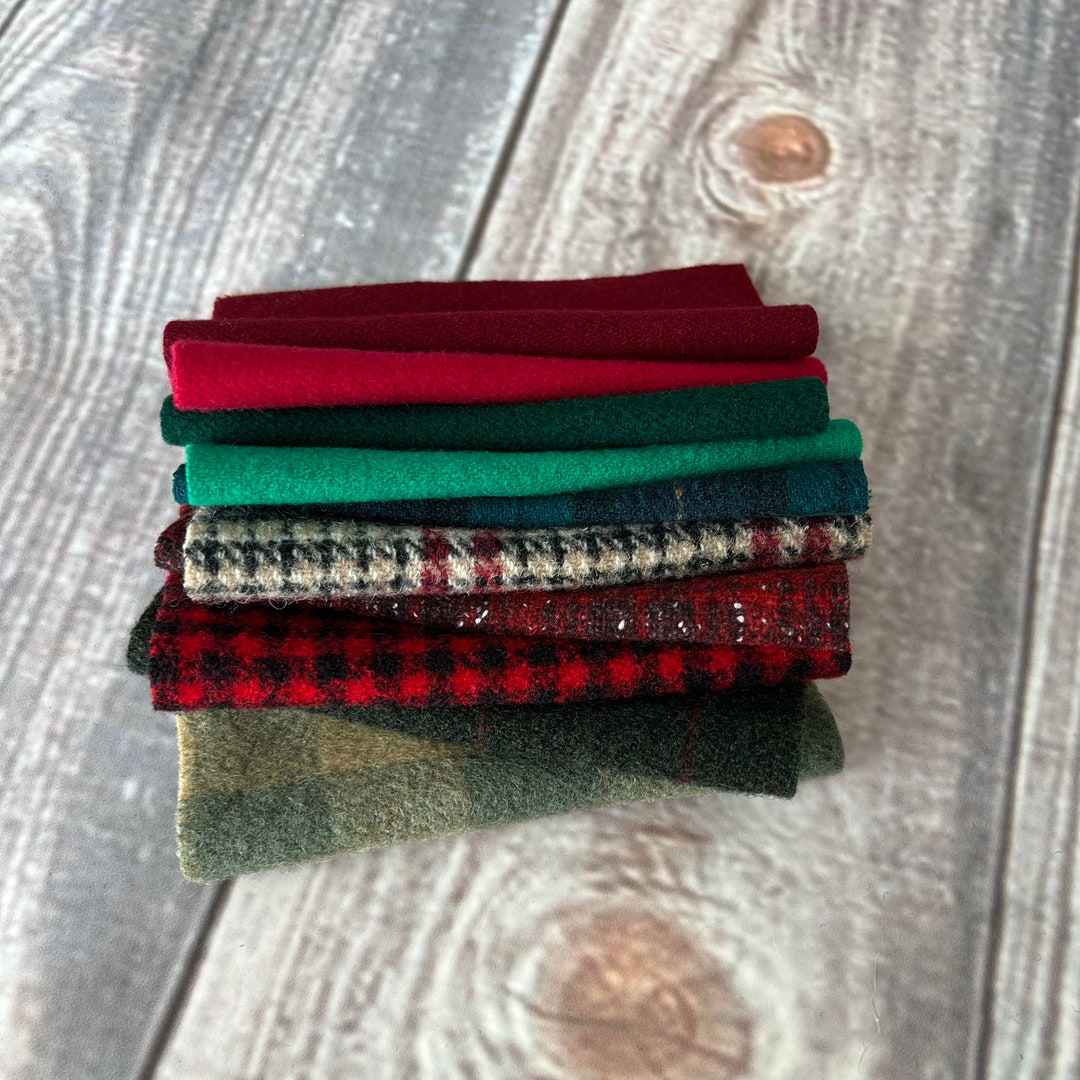 Felted Wool and Wool Felt Fabric Squares Charm Bundle 6 X 6 Etsy