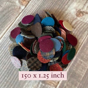 Wool Circle Pennies - Precut Upcycled Felted Wool and Wool Felt for Appliqué, Penny Rugs, Crafting, Stash Builder - 150 x 1.25 inch