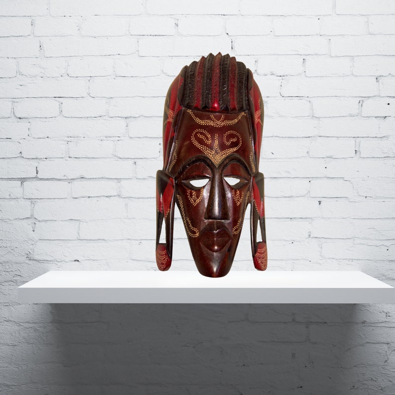 Large Hand Carved African Mask, Wall Mountable Wood Mask, African