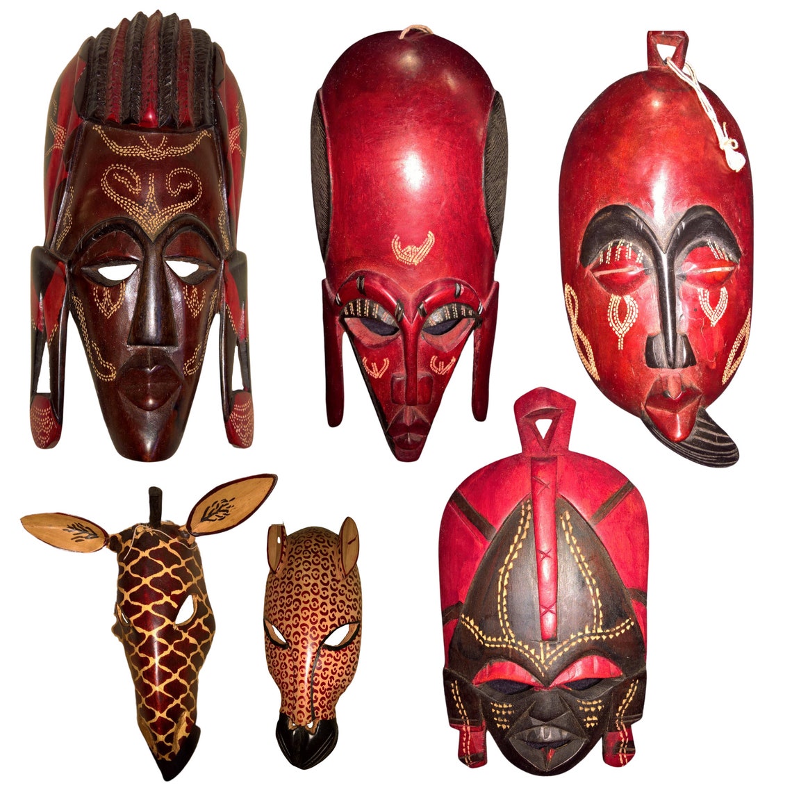 Large Hand Carved African Mask, Wall Mountable Wood Mask, African