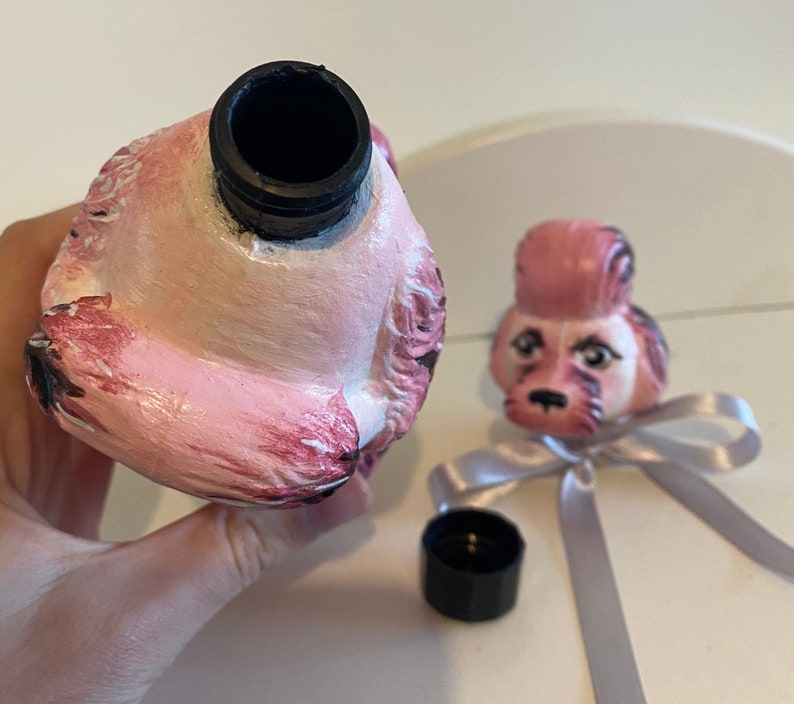 Vintage pink poodle 1960s bubble bath container kitsch hand Etsy