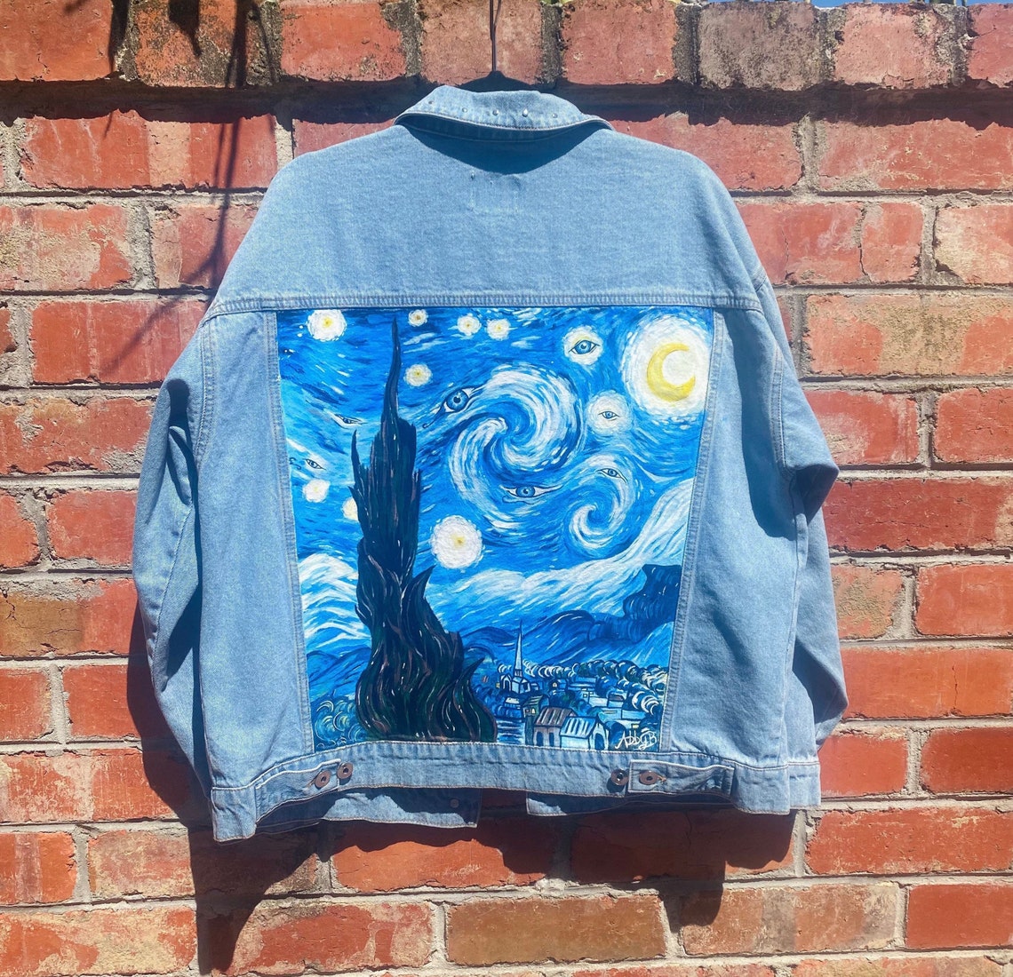 Custom hand painted starry night Vincent Van Gogh artwork blue | Etsy