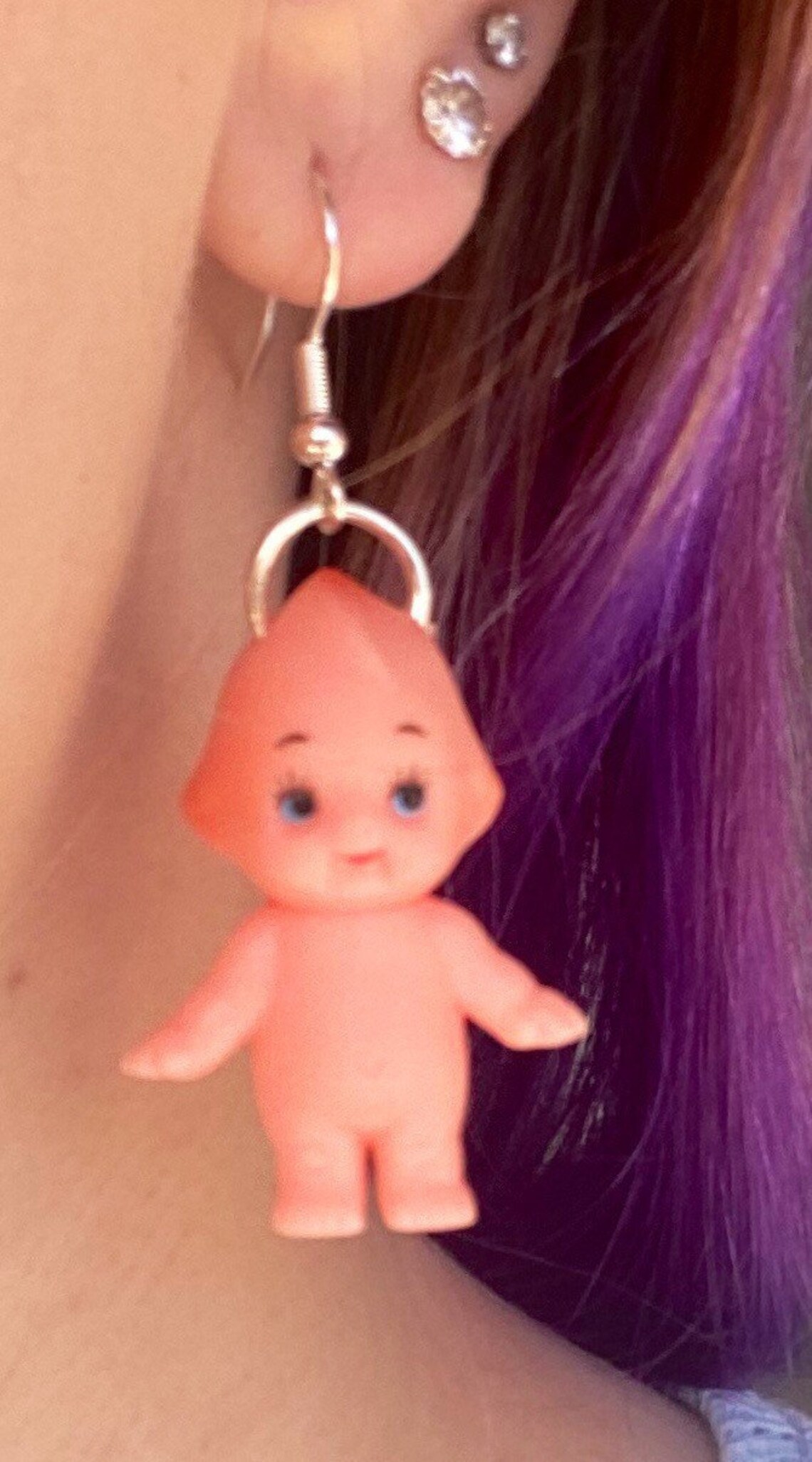 Baby kewpie doll vintage drop earrings mini keychain gift Etsy
