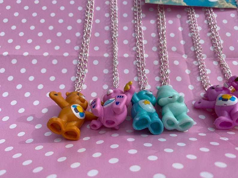 Care bear rainbow love necklaces silver chain charm cheer | Etsy