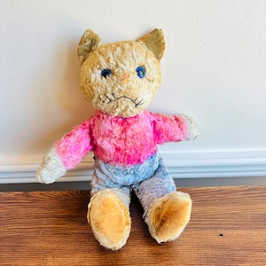 Vintage 1950’s pink cat plush toy retro gund rushton kitten doll kewpie old