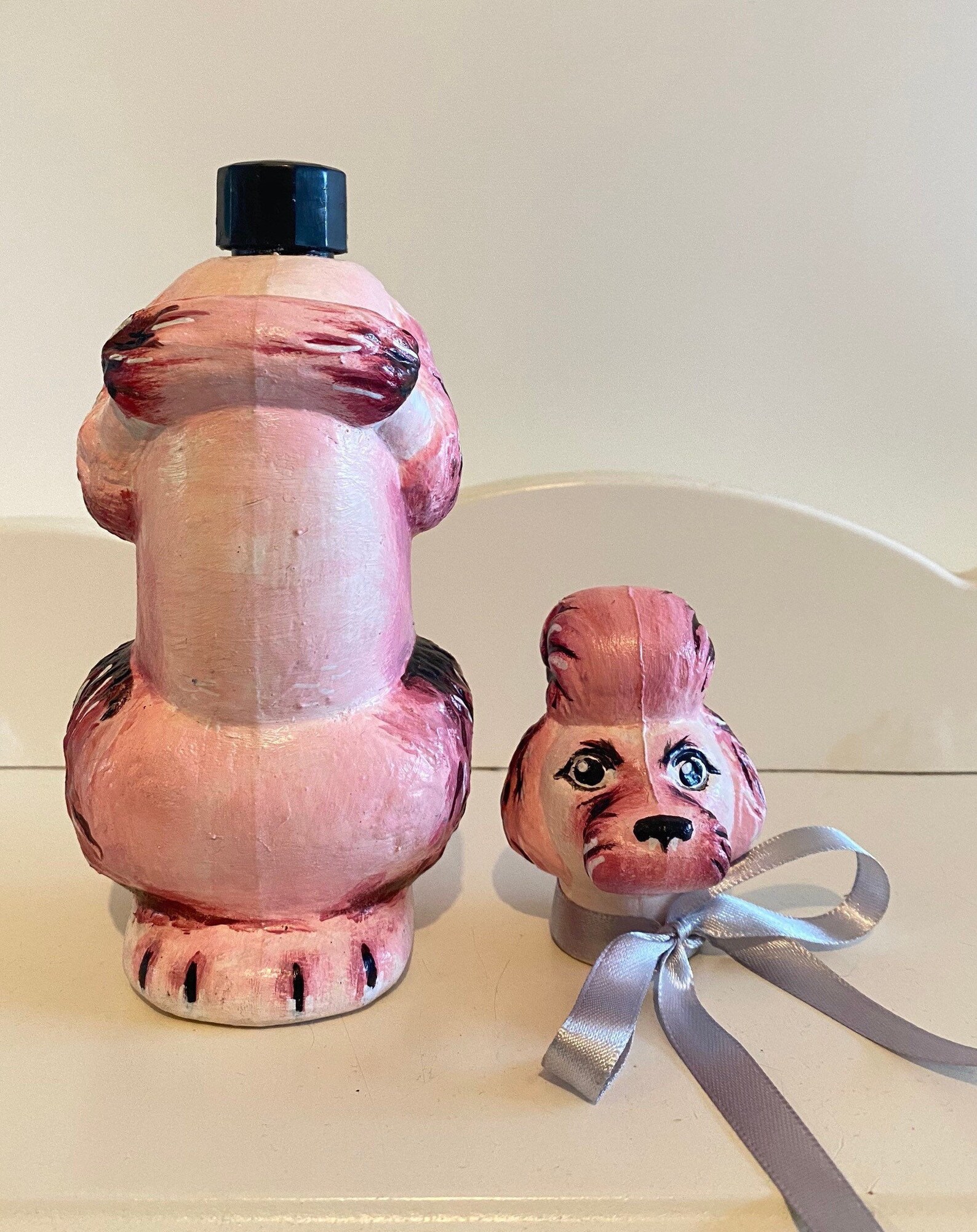 Vintage pink poodle 1960s bubble bath container kitsch hand Etsy